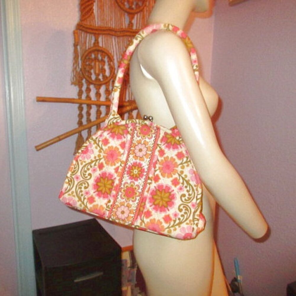 Vtg Vera Bradley Floral Eloise Shoulder Bag Folkloric Kisslock Cottagecore Boho